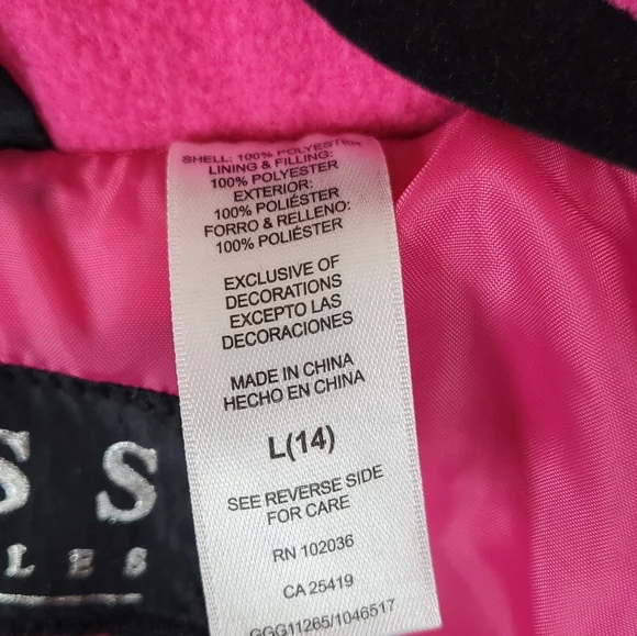 G by Guess Kids Black and Pink Puffer Jacket - Picture 5 of 11